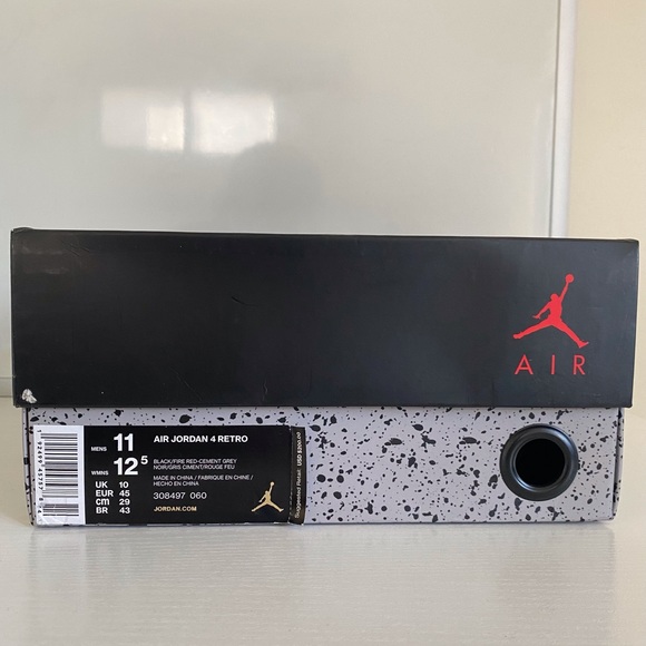 Nike Air Jordan 4 Retro Black/ Fire Red Cement Grey - Picture 11 of 13